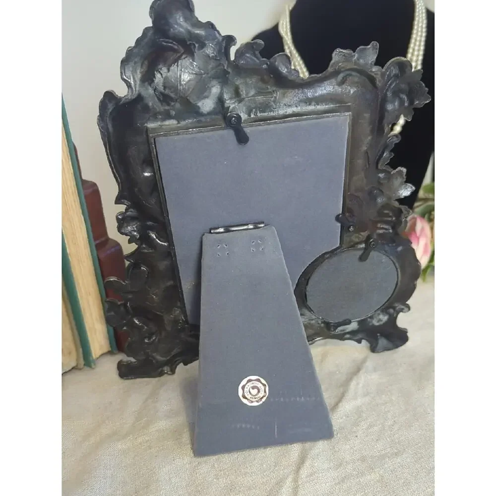 Vintage Floral Metal Picture Frame Romantic Cottage Decor Coquette Vanity